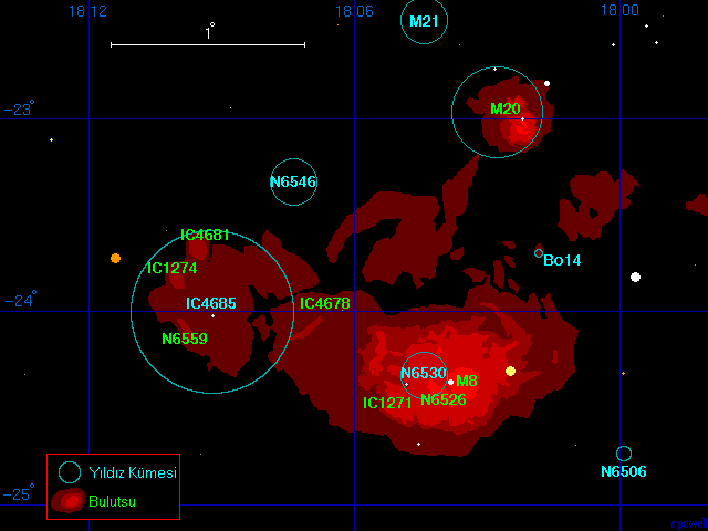 Deniz Kula�� ve �� Bo�um Bulutsular�n�n Haritas�